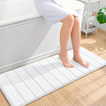OLANLY Memory Foam Long Bathroom Rugs Runner 47x17, Super Soft Absorbent Bath Mat, Quick Dry, Machine Washable Shower Floor Rugs, Bathmat Carpet, Bathroom Home Decor Accessories, White