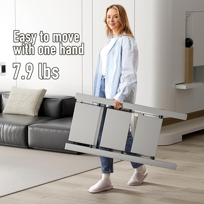 Mayi Plus 3 Step Ladder,Aluminum Folding Step Stool for Adults,Step Ladder with Wide Anti-Slip Pedal,330 lbs Capacity for Home,Office,Kitchen,Library(Grey)