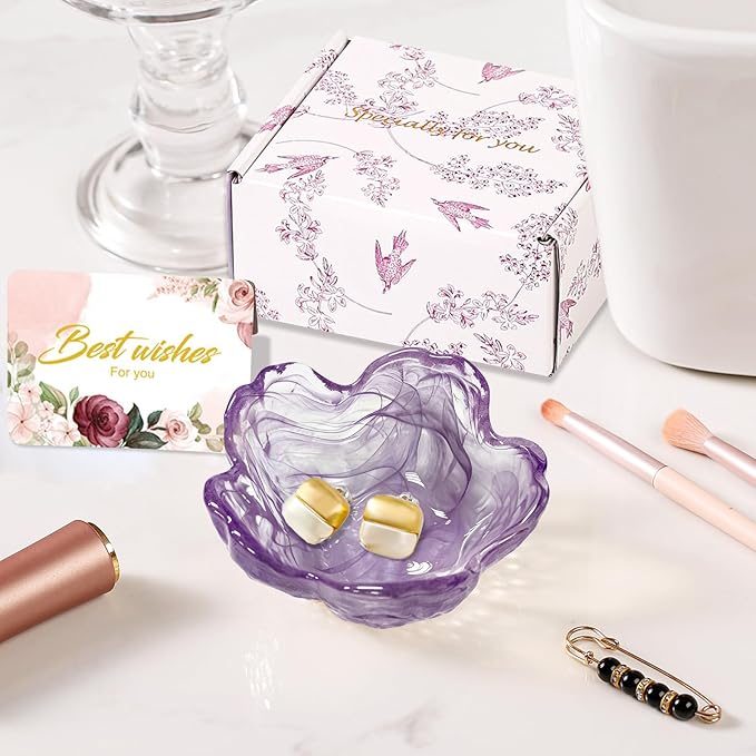 Flower Jewelry Dish Ring Holder Jewelry Tray Cute Vanity Organizer Room Decor Aesthetic Nightstand Bathroom Bedroom Decor Trinket Dish Small Valentine's Friendship Christmas Birthday Gifts for Women