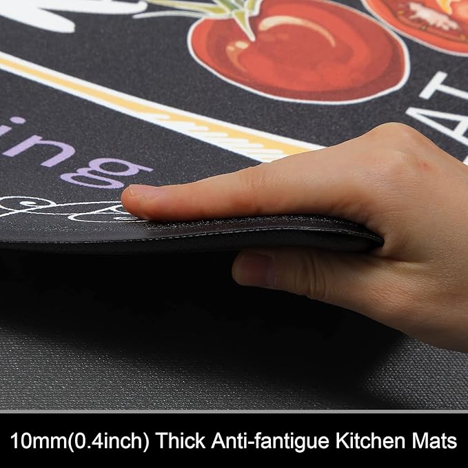 HEBE Kitchen Rugs Set of 2, Cushioned Anti Fatigue Kitchen Mats for Floor, Non Slip Waterproof Comfort Standing Desk Mat Carpet for Sink, Stove, Laundry Room, Colorful