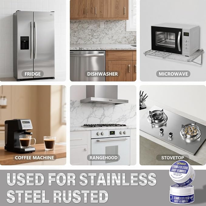 Stainless Steel Rust & Stain Remover – Helps Reduce Rust Stains, Restore Shine & Clean Appliances, Grills, Sinks, Tools & Commercial Equipment – 3.5 oz