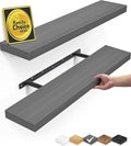 BAYKA Floating Shelves Set of 2, 22.5 inches Rustic Wood Wall Mounted Shelves for Bathroom, Bedroom, Living Room, Kitchen, Hanging Shelf for Books/Storage/Decor,Grey