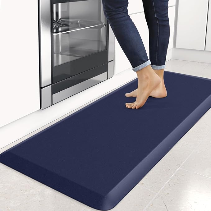4/5 Inch Thick Kitchen Mats for Floor, StepRite Kitchen Rug for Standing Desk, Non-Slip, Thicker, Stain & Water Resistant, Comfort Anti Fatigue Floor Mat for Home, Kitchen, Office - Blue,54 * 22''