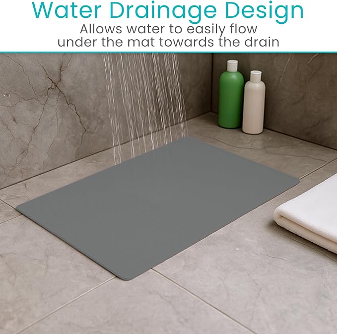 Vive Non-Slip Bath Mat with Suction Cups - 28" x 16" Extra Large Rubber Mat for Safety & Comfort - Patented Grip Prevents Slips and Falls for Kids, Elderly, Men, Women - XL Non Skid Shower & Tub Cover