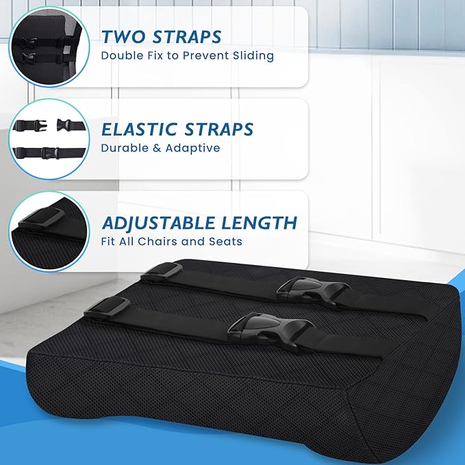 LumbarPal Lumbar Support Pillow for Office Chair Back Support Lumbar Pillow for Car, Gaming, Office Chair - Improve Sitting Posture & Back Pain Relief, Memory Foam, Adjustable Straps, Black