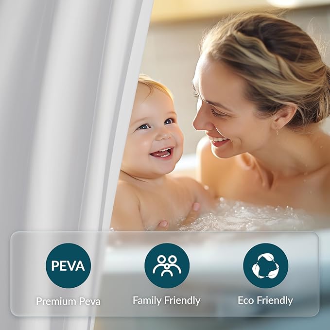 Titanker White Shower Curtain Liner 72 x 78 Long Plastic Shower Liner PEVA Shower Curtain with Liner for Bathroom, Waterproof Lightweight Shower Liner with Magnets and Rustproof Metal Grommet Holes