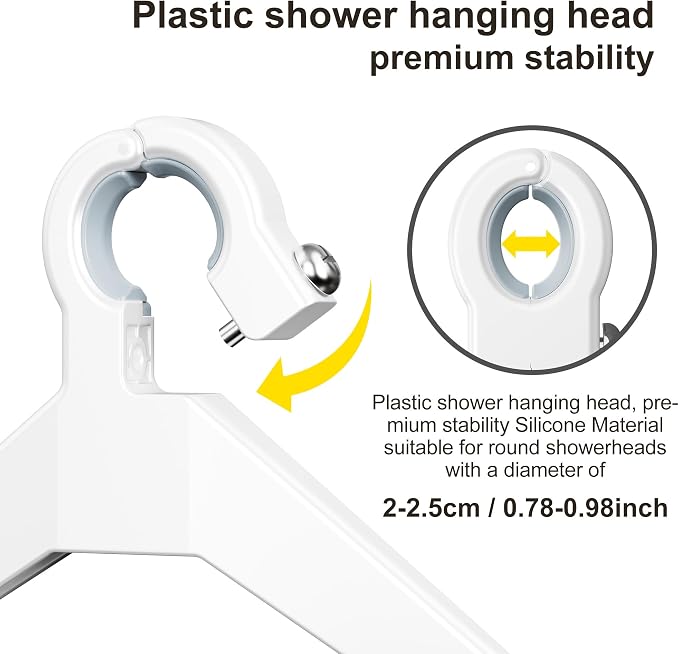 Orimade Adjustable Anti-slip Shower Caddy over Shower Head, Rustproof Bathroom Hanging Shower Organizer with 2 Hooks for Razor, No Drilling Shelves Storage Rack 2 Tier, White