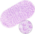 WELTRXE Pebbles Bath Mat Oval Non-Slip Bathtub Mat with Suction Cups, Drain Holes for Bathroom Showers, Tub, Machine Washable, BPA, Latex Free Safe Shower Mats, 27 x 14 Inch, Purple