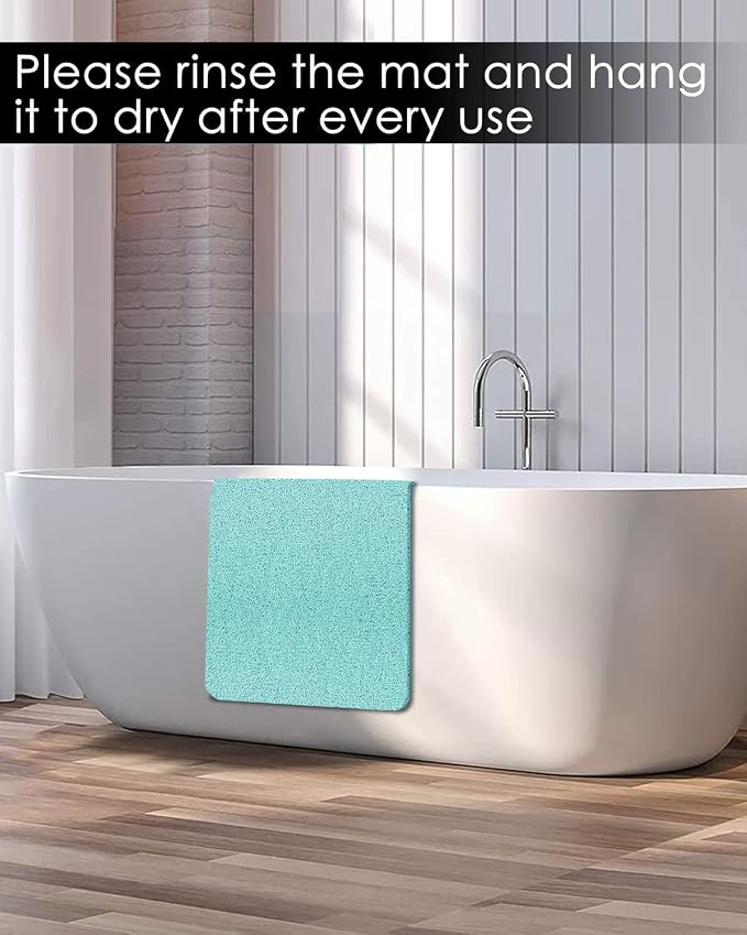 godehone Shower Mats Non Slip Without Suction Cups, PVC Loofah Bathroom Mats, Loofah Mats for Shower and Bathroom, Quick Drying, 15.7× 36 Inch, Light Green