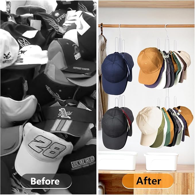 NANATI Hat Hangers for Closet, 1 Pack Stainless Steel Hat Organizer, Hat Racks for Baseball Caps, Cap Organizer for Baseball Caps, White