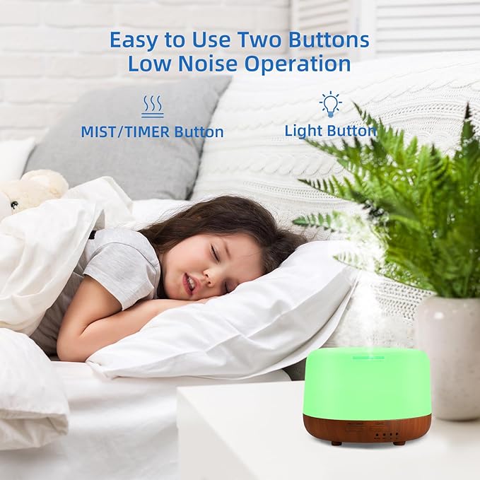 SPLITSKY 300ML Essential Oil Diffuser Aromatherapy Diffuser, Quiet 8 Hours Operation, 7-Color LED Light, 4 Timer, Remote Control, Auto-Off, Easy to Clean, for Bedroom, Living Room, Office, Home Gifts