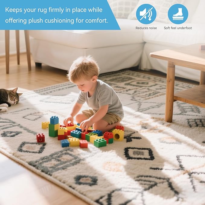 Warmstar 9x10 FT Non Slip Rug Pad,100% Waterproof Felt Rug Pad for Hardwood Floors,1/2” Thick Soft Carpet Pad with Natural Rubber Backing, Secure Grip & Floor Protection