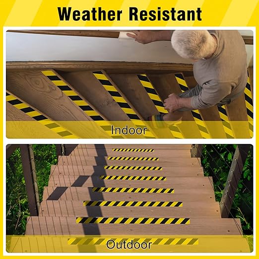 S&X Anti Slip Tape 1" x 60' Black and Yellow Safety Non Slip Strip, High Traction Grip Tape for Stairs, Steps, Ramps, Boats, Decks, Long-Lasting, Waterproof, Weather-Resistant