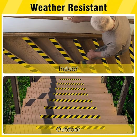 S&X Black/Yellow Anti Slip Tape, 2" x 60 FT, Heavy-Duty Grip Tape for Stairs Steps Outdoor Waterproof Safety Non Skid Roll High Traction Non Slip Strip