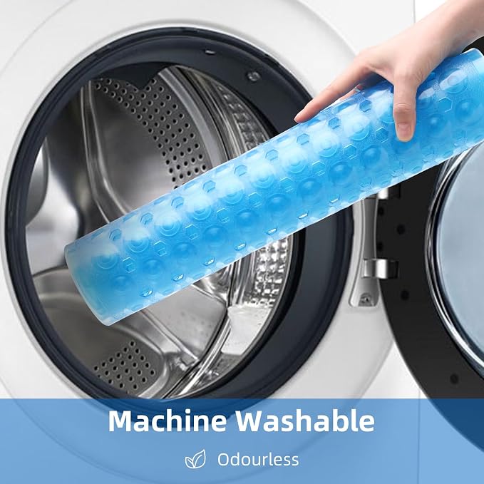 MOONFLY Shower and Bathtub Mat,40x16 Inches,Extra Long Non Slip Mats with Suction Cups and Drain Holes, Machine Washable and Anti Slip Bathmats, Bathroom Mats for Tub Nonslip (Clear Blue)