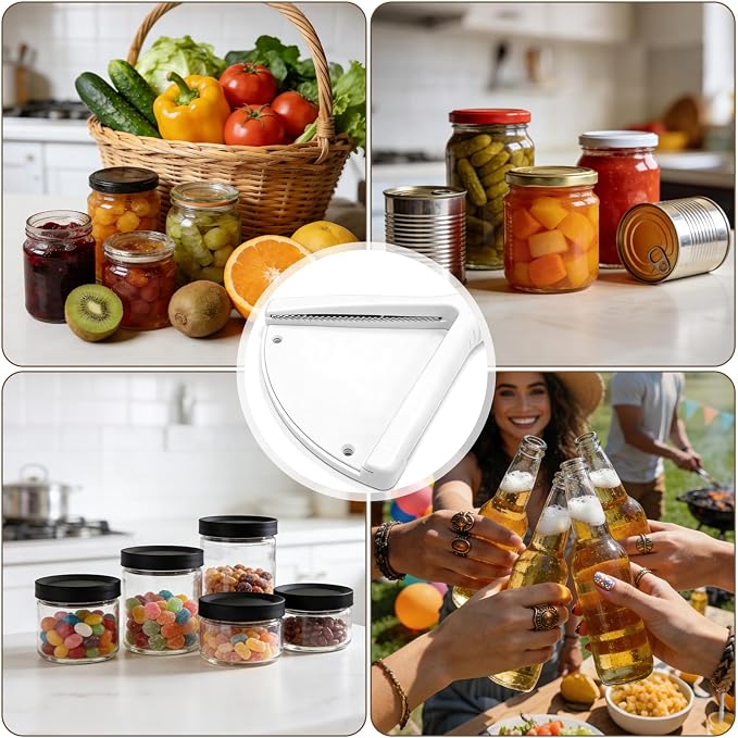 Multi-Purpose Jar, Bottle and Can Opener, Easy-Grip Bottle Opener with V-Shaped Design, Kitchen Tool for Weak Hands