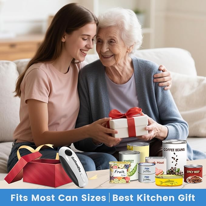 Rechargeable Electric Can Opener for Kitchen for Seniors- One Touch Automatic Can Opener, Battery Operated, Cordless, Handfree, Smooth Edge, Fits Most Can Sizes