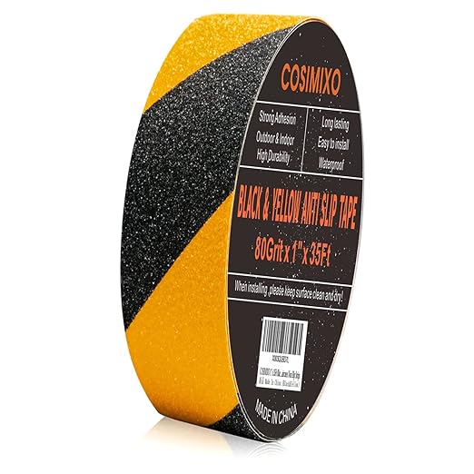 COSIMIXO 1" x 35Ft Black&Yellow Heavy Duty Anti Slip Tape for Stairs Outdoor/Indoor Waterproof Grip Tape Safety Non Skid Roll for Stair Steps Traction Tread Staircases Anti-Slip Strips