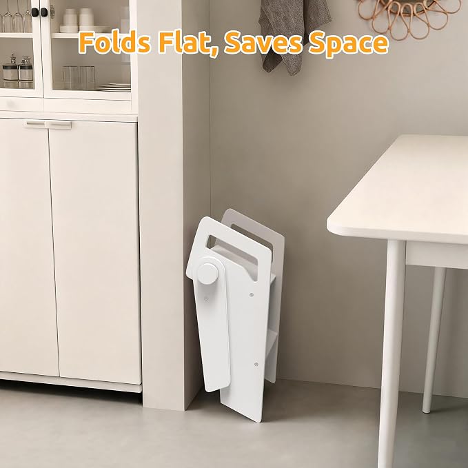 Wooden 2 Step Stool for Toddler Kids Bathroom Foldable 2-Step for Toilet Potty Training, Child Stepping Stool for Kitchen Nursery Bedroom,White