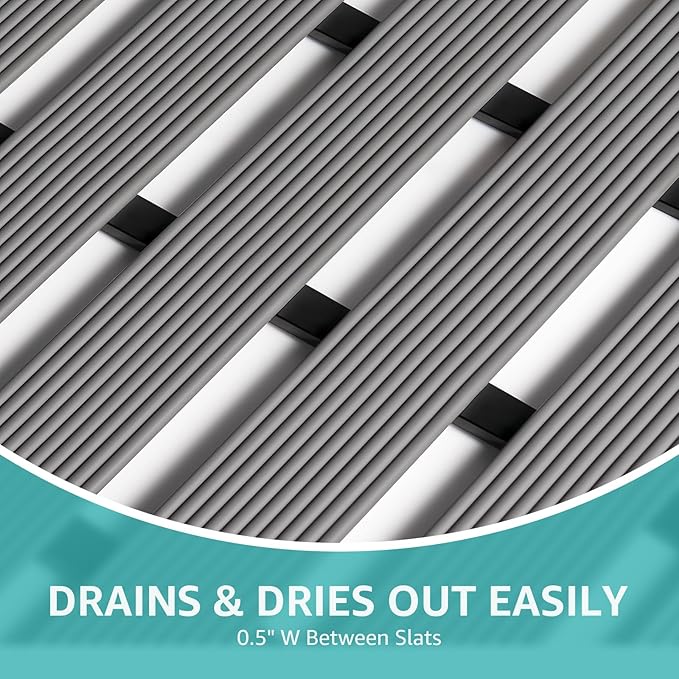 OTHWAY Large Shower Mat, 35.4 x 24 Inch No Suction Cup Shower Mat Non Slip, Quick Drain Large Non Slip Shower Mats for Inside Shower, Heavy Duty Curlable PVC Shower Floor Mat, Dark Grey