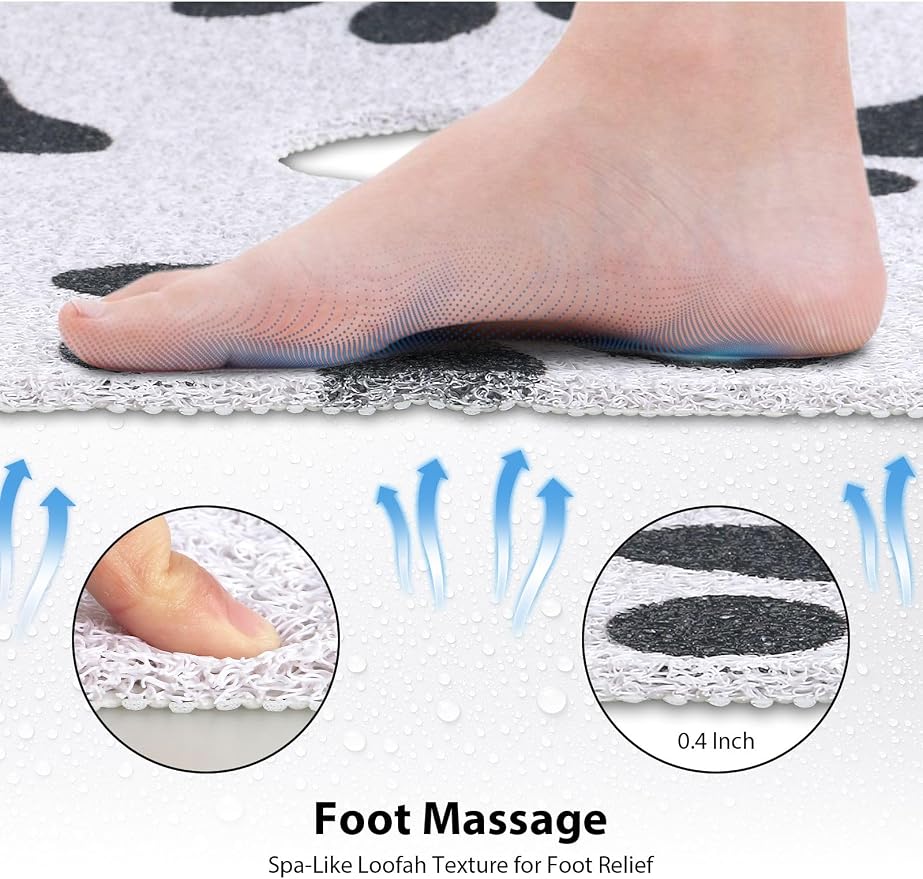 Extra Large Square Shower Mat, Yonala 36 x 36 Inch Stylish Non Slip Shower Mats for Inside Shower with Drain Hole in Middle, Soft Trimmable PVC Loofah Anti Slip Shower Mat, Quick Drying