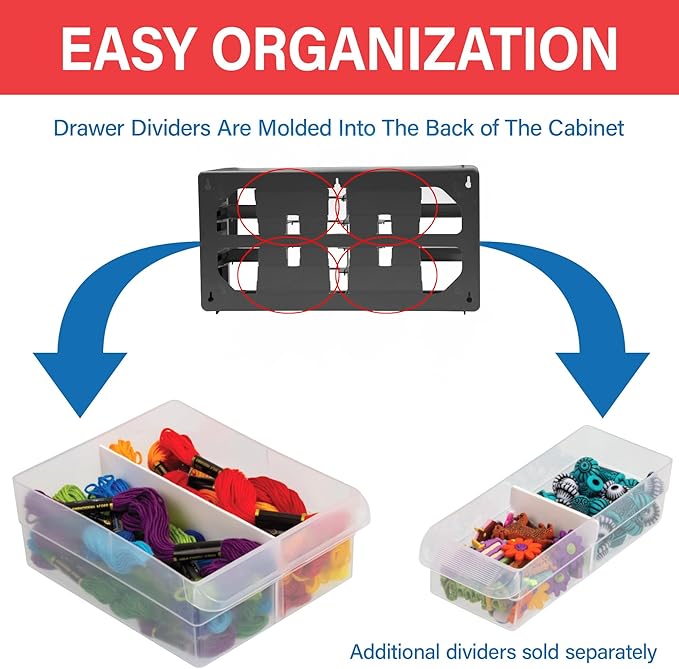 Akro-Mils 26-Drawer Plastic Drawer Storage Cabinet for Garage Organization, Bead Organizer, Building Bricks Storage, Teacher Toolbox, Makeup Organizer, 20" W x 6" D x 10" H, 10126 Red