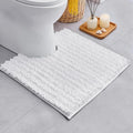 White Toilet Rugs U Shaped Washable, 24x24 Contour Bath Rugs for Toilet, Luxury Ultra Soft Chenille U-Shaped Toilet Rug, Non Slip Absorbent Machine Washable Bathroom Mat for Toile