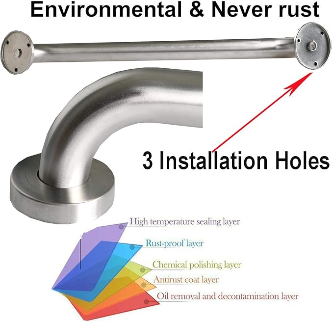 Brushed Nickel Shower Grab Bar 16 Inch - 1 1/4" Diameter, iMomwee 2 Pack Stainless Steel Safety Assist Handle, Wall Mounted Bathroom Mobility Aid Balance Support Hand Rail for Handicap Elderly Senior