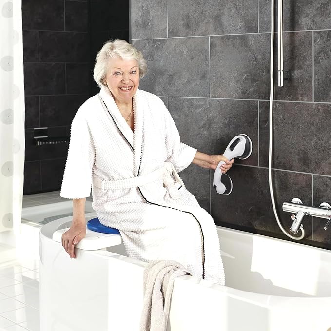 Auroras 12 Inch Grab Bars for Bathtubs and Showers with Suction Cup, Removable Shower Grab Bars for Seniors, No Drilling Heavy Duty Shower Handle for Bathroom Safety, Handicap Grab Bars,Black (2 Pack)