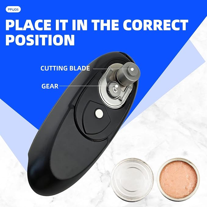 Rechargeable Electric Can Opener, One-Touch, Smooth Edge, USB-C Fast Charge, for Seniors, Silver