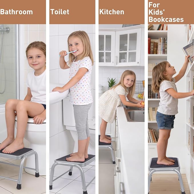 Valeo Step Stool,Step Stools for Adults with Non-Slip Rubber Feet, 600 Lbs Capacity, Metal Step Stool for Kitchen, Bathroom, RV, Camping, Office, Bed Steps for High Beds