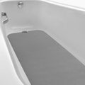 Dunzoom 16" x 40" Non Slip Bathtub Mat with Drain Cut Out Non Skid Safety Bath Mat Adhesive Peel and Stick Bath Tub Mat Arc Angle PEVA Tub Anti Slip Stickers for Shower Floor Wet Areas (Light Gray)