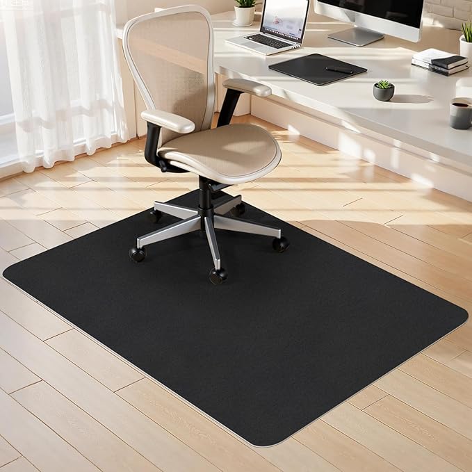 Sycoodeal Office Chair Mat for Hardwood Floor,Slip Resistant Floor Mat for Office Computer Gaming Chair,Heavy Duty Floor Protector for Rolling Chairs,Easy to Clean,Black(40"x48")