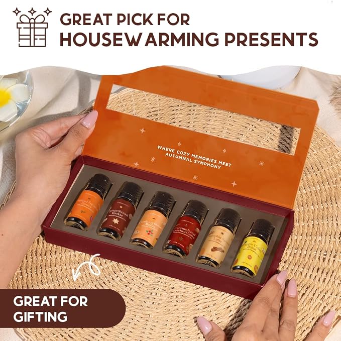 Folkulture Essential Oils for Home | Set of 6 (0.34 fl oz x 6) Fall Essential Oils for Diffuser | Pumpkin Spice, Vanilla & Fall Scents | Diffuser Oils & Fall Essentials for Women