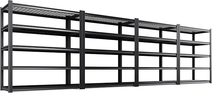 Set of 4 Garage Shelving-3000 lbs 5 Tier Storage Shelves,Adjustable Heavy Duty Metal Shelving Unit and Storage Large Wire Rack,Utility Steel Shelf for Warehouse Industrial Pantry Basement 71"x46"x18"
