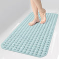 OTHWAY Bath Tub Shower Mat Non Slip, Bathtub Floor Liner Mats for Inside Shower Bathroom, Suction Cups and Drain Holes for Feet Scrubbing, Machine Washable, Soft on Feet, 35x16 Inch, Light Blue