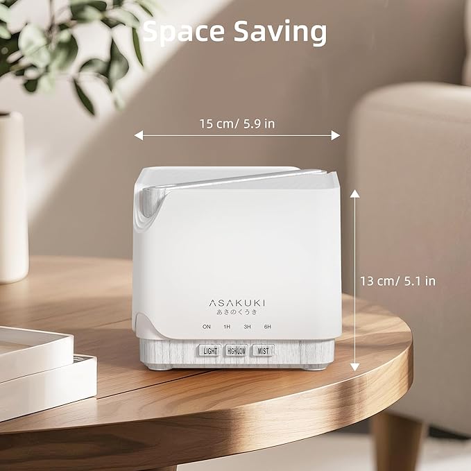 ASAKUKI Essential Oil Diffuser for Home, Large 700 ml Humidifier with Automatic Shut-Off, Quiet Aromatherapy Diffuser with 7 LED Lights for Living Room, Kitchen, Bedroom, Hotel - White