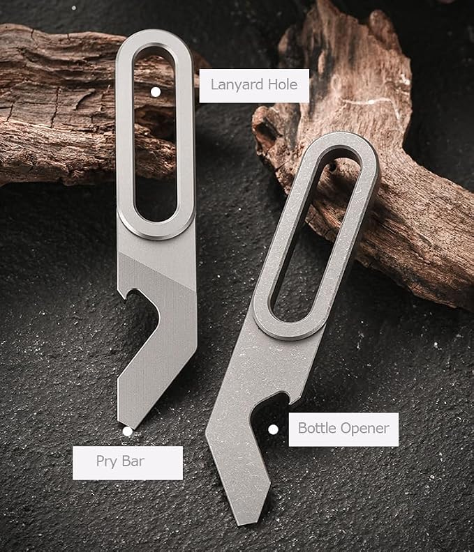 Hamans Pry Bar Bottle Opener Titanium Prybar Opener 3.54“ Pocket Multi Tool 4-in-1 Multitool Keychain 0.67oz for Daily Use