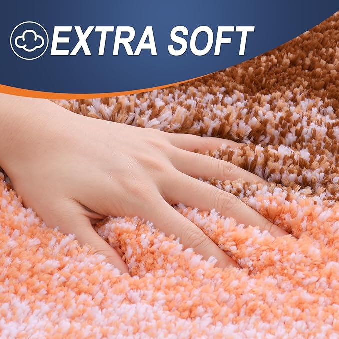 OLANLY Bathroom Runner Rugs Mat 47x24, Extra Soft Absorbent Microfiber Bath Rugs, Rubber Backing, Quick Dry, Washable Long Bath Mats for Bathroom Floor, Tub and Shower, Home Decor Accessories, Orange