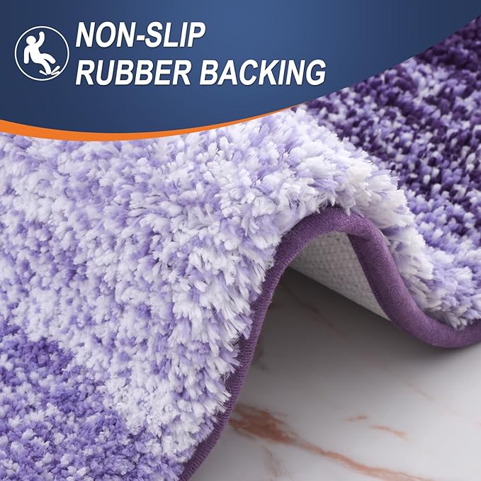 OLANLY Bathroom Runner Rugs Mat 59x20, Extra Soft Absorbent Microfiber Bath Rugs, Rubber Backing, Quick Dry, Washable Long Bath Mats for Bathroom Floor, Tub and Shower, Home Decor Accessories, Violet