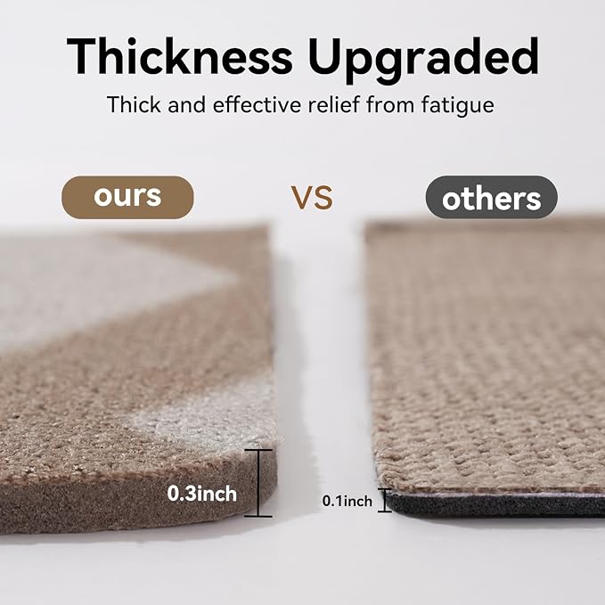 YDKGL Kitchen Runner Rugs Non Slip Washable, Super Absorbent Long Kitchen Mats for Floor, Linen-Look Woven Sink Mat Standing Floor Mat, Easy Clean, Brown 17"x59"