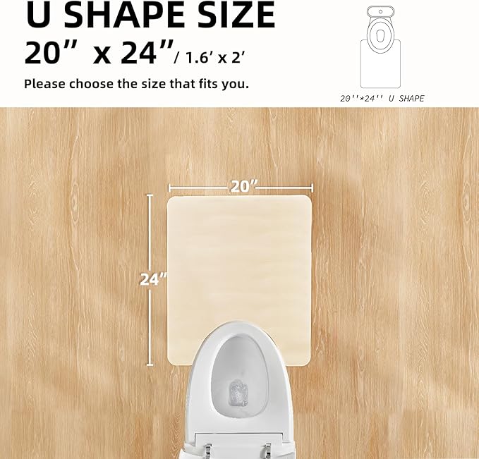 TYUU Toilet Rug, Thin Toilet Rugs U Shaped Washable Non Slip Absorbent Quick Dry Low Pile Toilet Mat, 20"x24" U Shape Beige