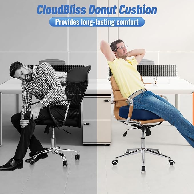 CloudBliss Donut Pillow Stadium Seat Cushion for Tailbone Pain Relief and Hemorrhoids, Memory Foam Seat Chair Cushion, Portable Seat Cushions for Bleachers, Car, Home & Office