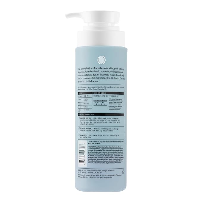 Naturium The Calmer Ceramide Body Wash, Frangrance-Free, Cleansing & Moisturizing for Dry, Sensitive Skin, Dermatologist-Tested, Paraben & Cruelty-Free, 16.9 oz