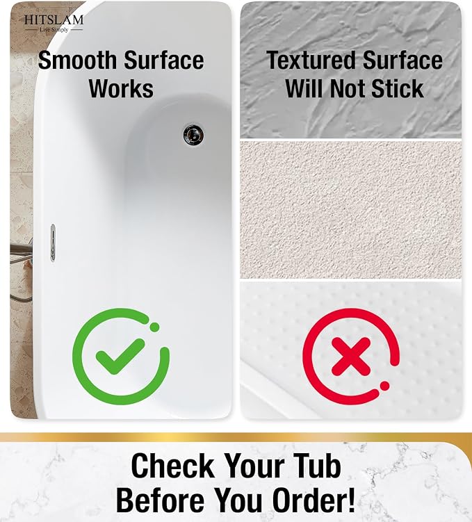 HITSLAM Bathtub Mat Non Slip, Soft TPE Bath Mat for Tub, Efficient Drainage Bathroom Shower Mat with Suction Cups, Bath Tub Mat, Easy to Clean, 28 x 15 Inch, Grey