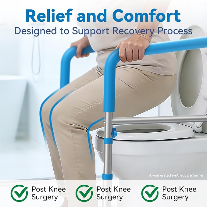 Loyoda Toilet Safety Rails for Seniors, Adjustable Height Toilet Handles for Elderly and Disabled, One-Button Width Adjustment, Foldable Handles, 350 LBS, Toilet Bars Fit Most Toilets