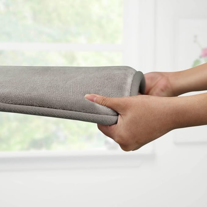 Memory Foam Bath Mat Non Slip Absorbent Super Cozy Velvet Bathroom Rug Carpet (20 inches X 32 inches, Grey)