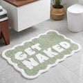 Scalloped Sage Green Bath Rug, Get Naked Cute Bathroom Rug, Soft Absorbent Quick Dry Bath Mat, TPR Non Slip Backing, Microfiber Mat for Shower Tub Sink Vanity 20" x 31.5"