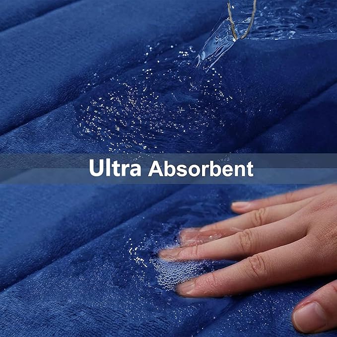 Buganda Memory Foam Bath Mat, 47" x 20", Ultra Soft and Non-Slip Bathroom Rugs, Water Absorbent and Machine Washable Bath Rug Runner for Bathroom, Shower, and Tub, Navy Blue