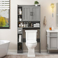 Vabches Over The Toilet Storage Cabinet, Farmhouse Storage Cabinet Over Toilet with Barn Door，Home Space-Saving Toilet Rack for Bathroom, Restroom and Laundry.（Wash Grey）